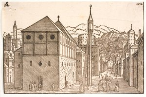 Moschee mit freistehendem Minarett mit Außentreppe