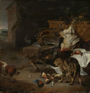 Stillleben mit Geflügel und Früchten von Melchior d