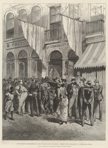 Die brasilianische Aufruhr, tägliche Angst in Rio de Janeiro, das Lesen der Telegramme in einem Zeitungsbüro von Melton Prior