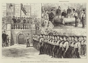 Der Prinz und die Prinzessin von Wales an der Royal Hospital School, Greenwich, 10. Juli von Melton Prior