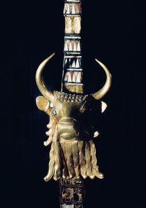 Kopf eines Stiers, Dekoration von einer Harfe, 2800-2300 v. Chr.