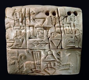 Frühe piktografische Keilschrifttafel, Mesopotamien, Uruk, ca. 3100-2900 v. Chr. (Ton)