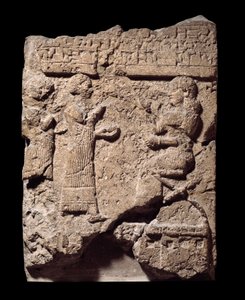 Mesopotamien: Kalksteinrelief von Schreibern, die die Beute während der Plünderung von Musasir aufnehmen. Aus dem Palast von Sargon II. in Khorsabad (Khunsabad). 710 v. Chr. Paris, Louvre Museum