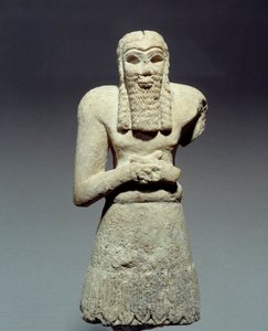 Orientalische Antiquitäten: Statuette aus Kalkstein von Orant, gewidmet Prinz Ginak von Mesopotamian Mesopotamian