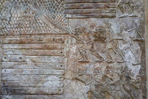 Transport von Zedernholz aus dem Libanon. (Flachrelief) von Mesopotamian Mesopotamian