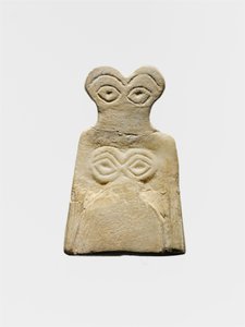Mittleres Uruk-Augenidol, ca. 3700-3500 v. Chr. (Gipsalabaster) von Mesopotamian School