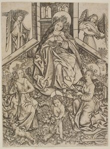 Maria mit Jesuskind, Die Heilige Margarete und Die Heilige Katharina von Mester ES