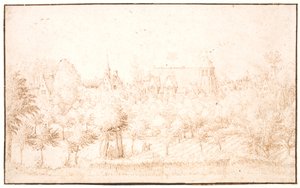 Ein Dorf hinter Bäumen von Mesteren for de små landskaber