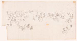 Zeichnung des Gemäldes, das die Schlacht bei Waterloo darstellt