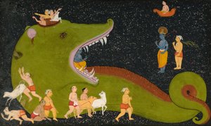 Krishnas Sieg über Aghasura von Mewar School