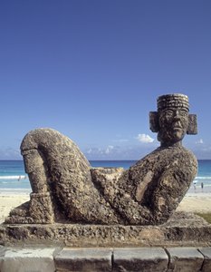 Eine Kopie der Statue von Chac-Mool aus Chichen-Itza, Yucatan, ca. 987-1185 v. Chr. (Kalkstein)