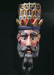 Maske eines Königs-Magus für Prozessionen zur Feier des Festes der Epiphanie in Mexiko am 6. Januar