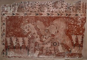 Wandfragment mit Elite-Mann und Maguey-Kaktusblättern, Teotihuacán-Stil, Klassische Periode, 500-550 von Mexican School