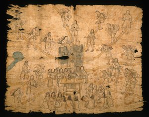 Seite aus dem Codex San Pedro Atlapolco, Nahua von Mexican School