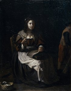 Eine Frau beim Nähen von Michael (attr. to) Sweerts
