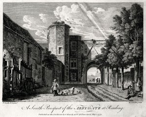 Eine Südansicht des Abteitors in Reading, Berkshire, 1775 von Michael Angelo Rooker