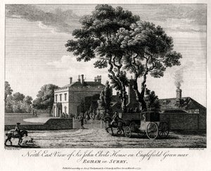 Nordostansicht von Sir John Elvils Haus auf Englefield Green bei Egham in Surry, 1775 von Michael Angelo Rooker