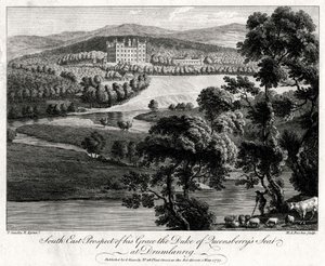 Südostansicht des Sitzes von Herzog von Queensberry in Drumlanrig, Schottland, 1775