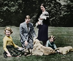 Königliche Familie als glückliche Gruppe von Hundeliebhabern, 1937 von Michael Chance