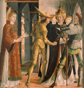 Papst Sixtus II. verabschiedet sich von St. Laurentius, um 1465