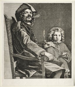 Mann, der eine Pfeife raucht, und ein kleiner Junge, um 1660 von Michael Sweerts