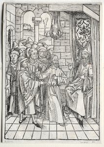 Der Schatzbehalter: Christus vor Kaiphas (verso) von Michael Wolgemut