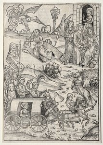 Der Schatzbehalter: Die Rückkehr von Tobias zu Tobit, Die Ankunft von Tobias Frau..., 1491 von Michael Wolgemut