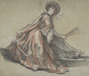 Eine Dame mit einem Fächer, 18. Jahrhundert von Michel Barthelemy Ollivier