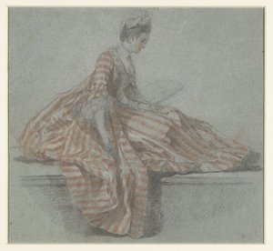Sitzende Dame auf einer Balustrade von Michel Barthelemy Ollivier