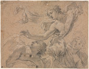 Studien von Engeln (recto), Panthea vor Cyrus (verso), 1655-1660