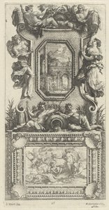 Ornamentales Panel mit einer Najade und einem Flussgott von Michel Dorigny, after Simon Vouet