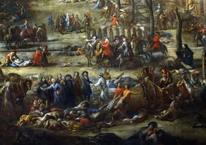 Ansicht des Cours Belsunce, Marseille, während der Pest von 1720 (Detail) von Michel Serre