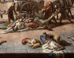 Ansicht des Rathauses (von Marseille) während der Pest von 1720 von Michel Serre