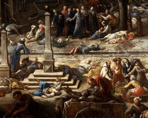 Ansicht des Rathauses während der Pest von 1720 von Michel Serre