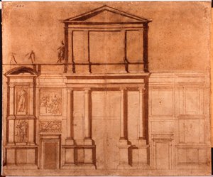 Zeichnung der Fassade von San Lorenzo von Michelangelo (after) Buonarroti