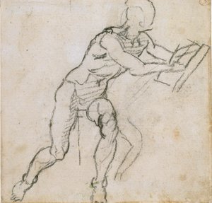 Ein sitzender nackter Mann, ca. 1490-1560 von Michelangelo Buonarroti
