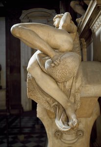 Allegorie der Aurora. Grab von Laurent II. de Medici. Marmorskulptur 1531 von Michelangelo Buonarroti