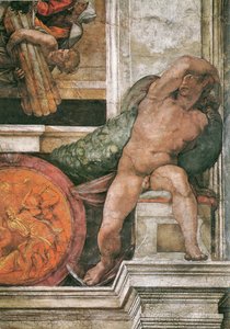 Detail der Decke der Sixtinischen Kapelle im Vatikan, 1508-1512 von Michelangelo Buonarroti