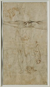 Verschiedene Figurenstudien, Inschrift nach einem Sonett von Petrarca von Michelangelo Buonarroti