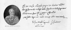 Handschrift und Unterschrift von Michelangelo Buonarroti von Michelangelo Buonarroti