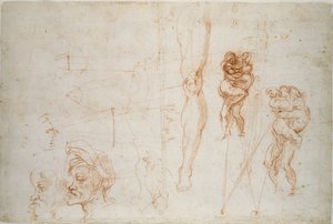 Herkules und Antäus und andere Studien, 16. Jahrhundert von Michelangelo Buonarroti