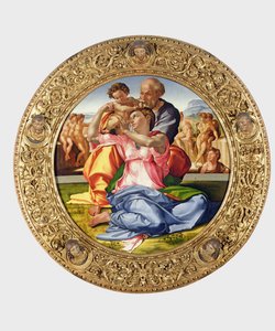 Heilige Familie mit St. Johannes (Doni Tondo), 1504-05 von Michelangelo Buonarroti