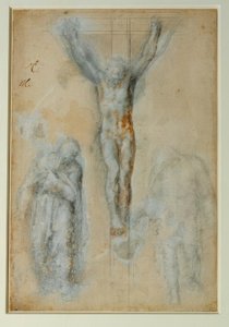 Christus am Kreuz zwischen der Jungfrau und dem heiligen Johannes (?) von Michelangelo Buonarroti