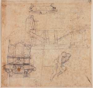 Verschiedene Studien, für einen St. Johannes den Täufer, für ein Grab und architektonische Skizzen