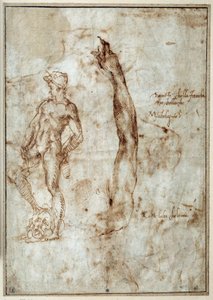 Aktstudie. Michelangelo Buonarroti genannt Michelangelo (Michelangelo oder Michel Ange) von Michelangelo Buonarroti