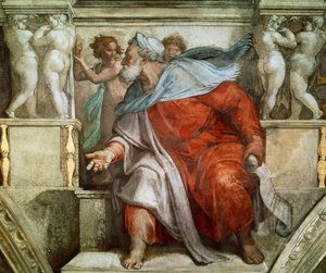 Propheten und Sibyllen: Ezechiel Decke der Sixtinischen Kapelle im Vatikan, 1508-1512 von Michelangelo Buonarroti