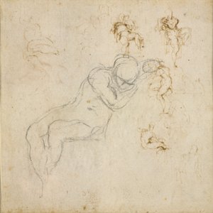 Recto: Acht Figurenstudien. Verso: Figurenstudie, ca. 1490-1560 von Michelangelo Buonarroti