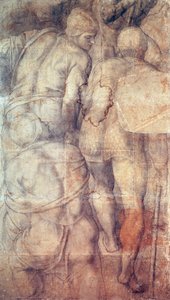 Soldaten, Vorzeichnung für das Fresko der Kreuzigung des heiligen Petrus in der Paulinischen Kapelle im Vatikanischen Palast von Michelangelo Buonarroti