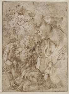 Studien für eine Heilige Familie mit Johannes dem Täufer als Kind, 1505