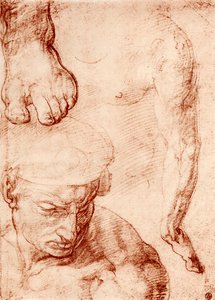 Studien zur Figur des Kreuzträgers im Jüngsten Gericht, Sixtinische Kapelle, Rom, 1913 von Michelangelo Buonarroti